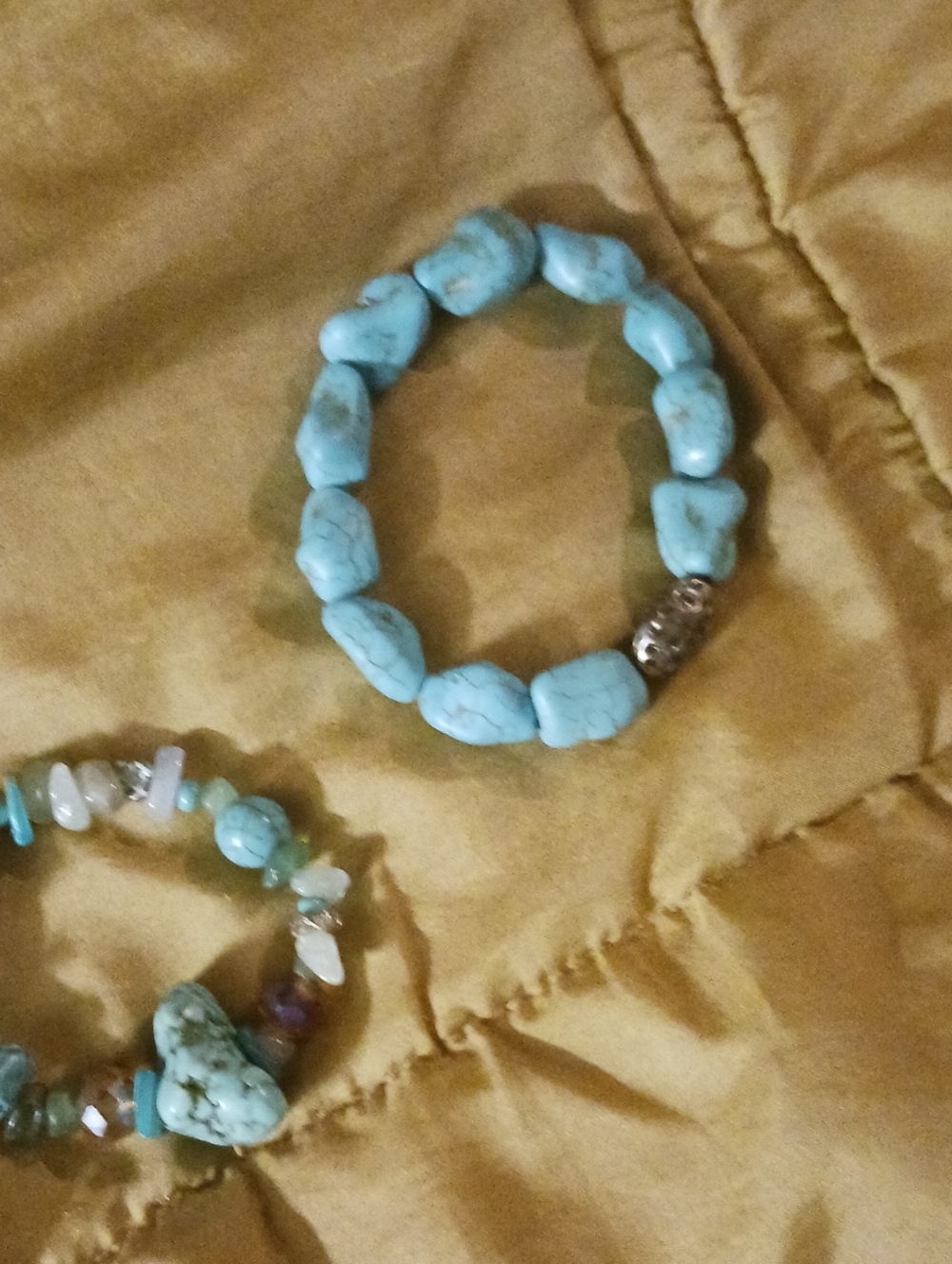 Turquoise Chip Stretch Bracelet - Blue Natural Stone